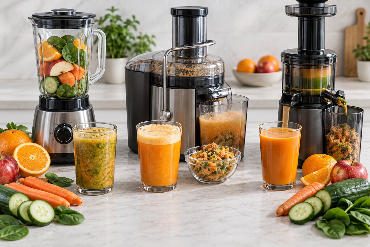 Perbandingan Blender, Juicer, dan Cold-Pressed Perbandingan blender, juicer sentrifugal, dan slow juicer cold-pressed